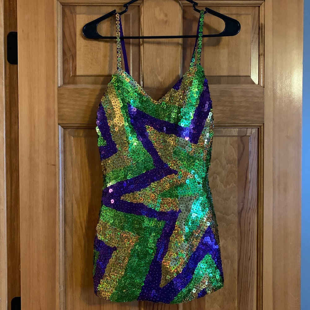 Mardi Gras custom sequin dress